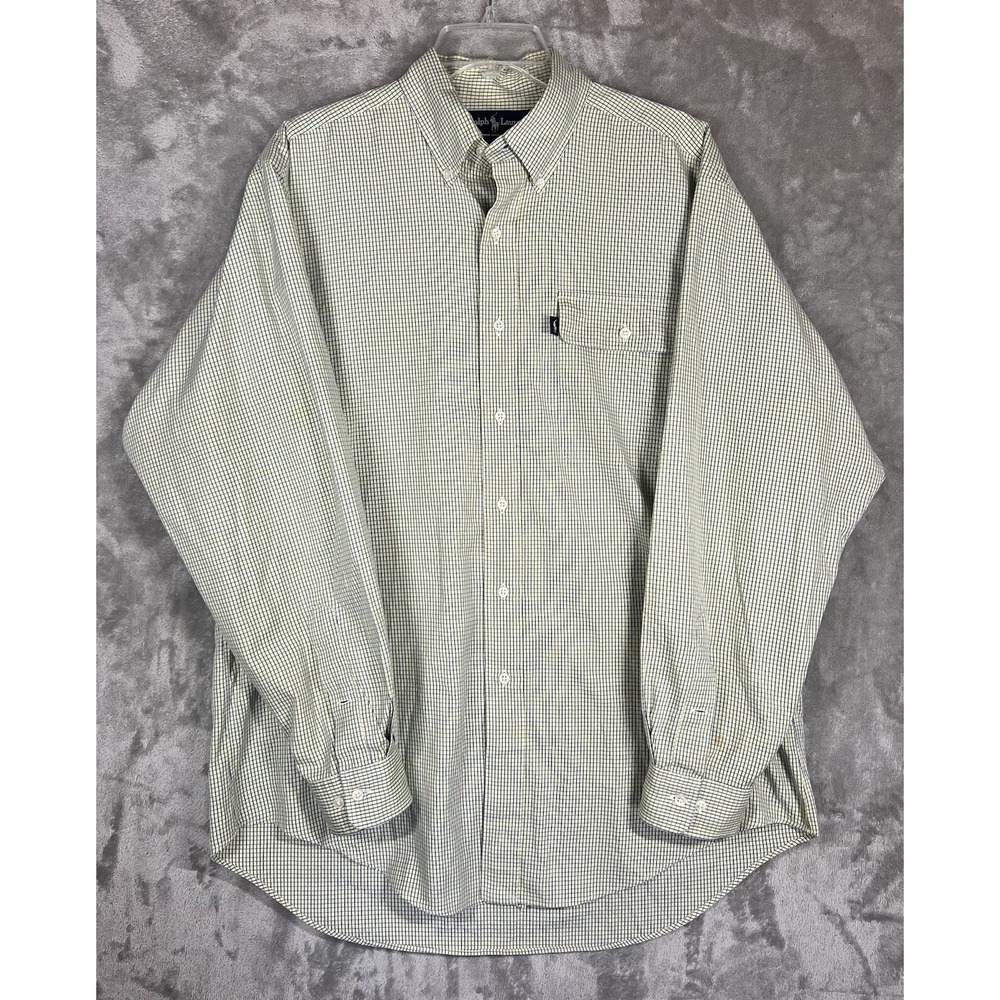 Ralph Lauren Button Up Shirt Mens 16 34/35 Yarmouth Check Pony LongSleeve *C Pic